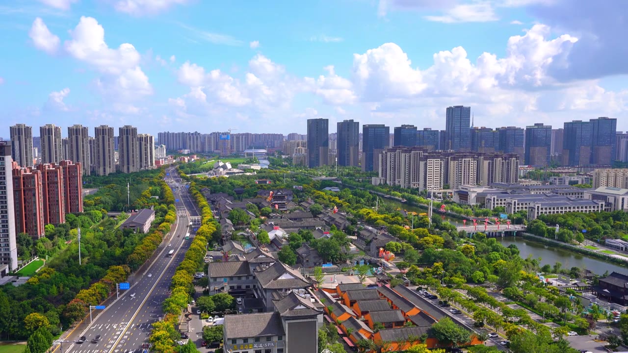 江苏盐城海盐历史文化风景区水街视频下载