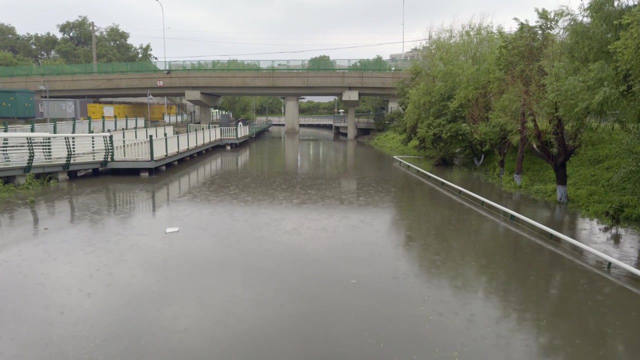 马家沟河 河流 下雨视频素材