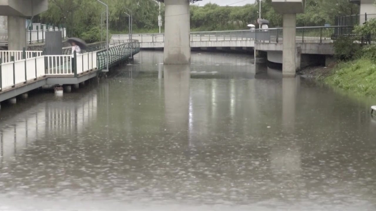 马家沟河 河流 下雨视频素材