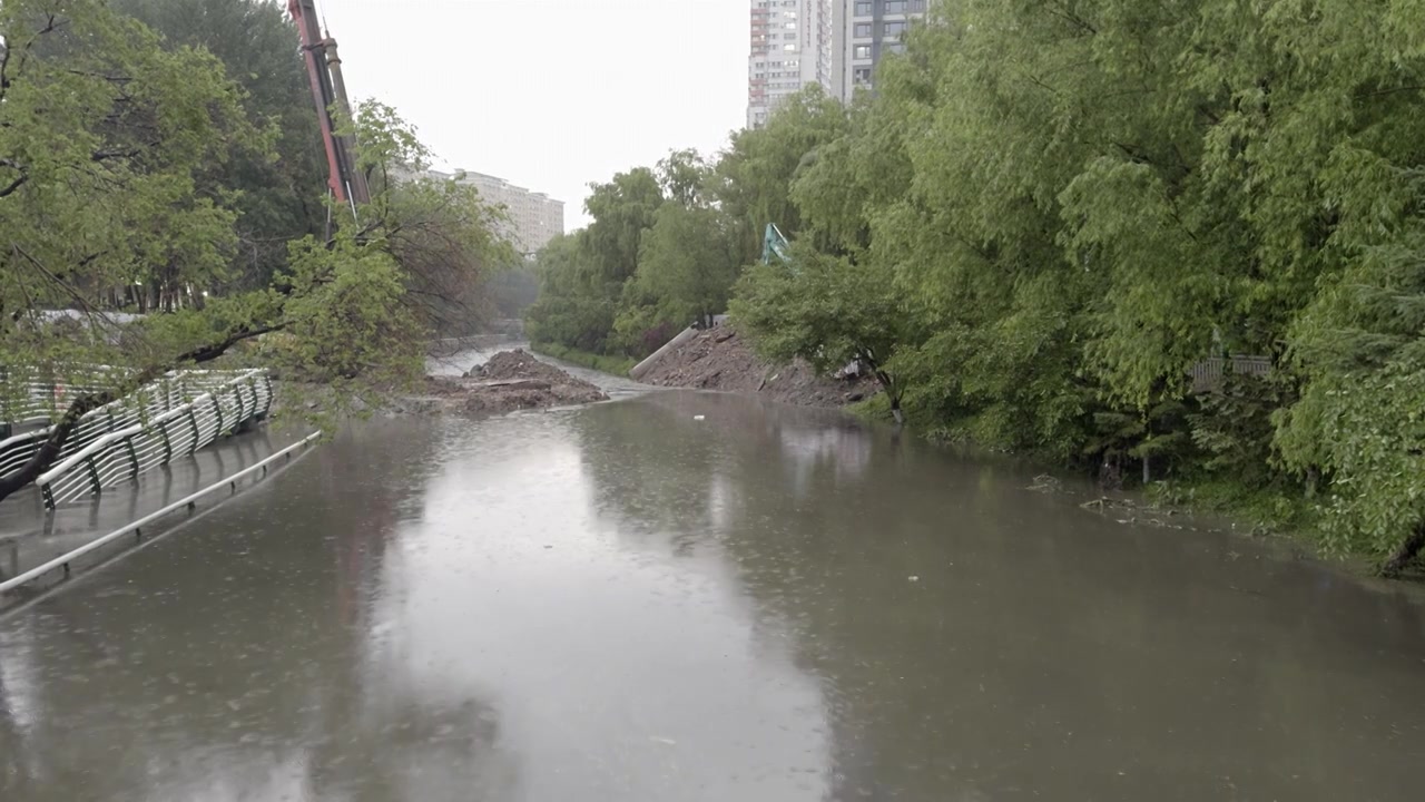 拦水坝 排水 河流 马家沟河视频下载