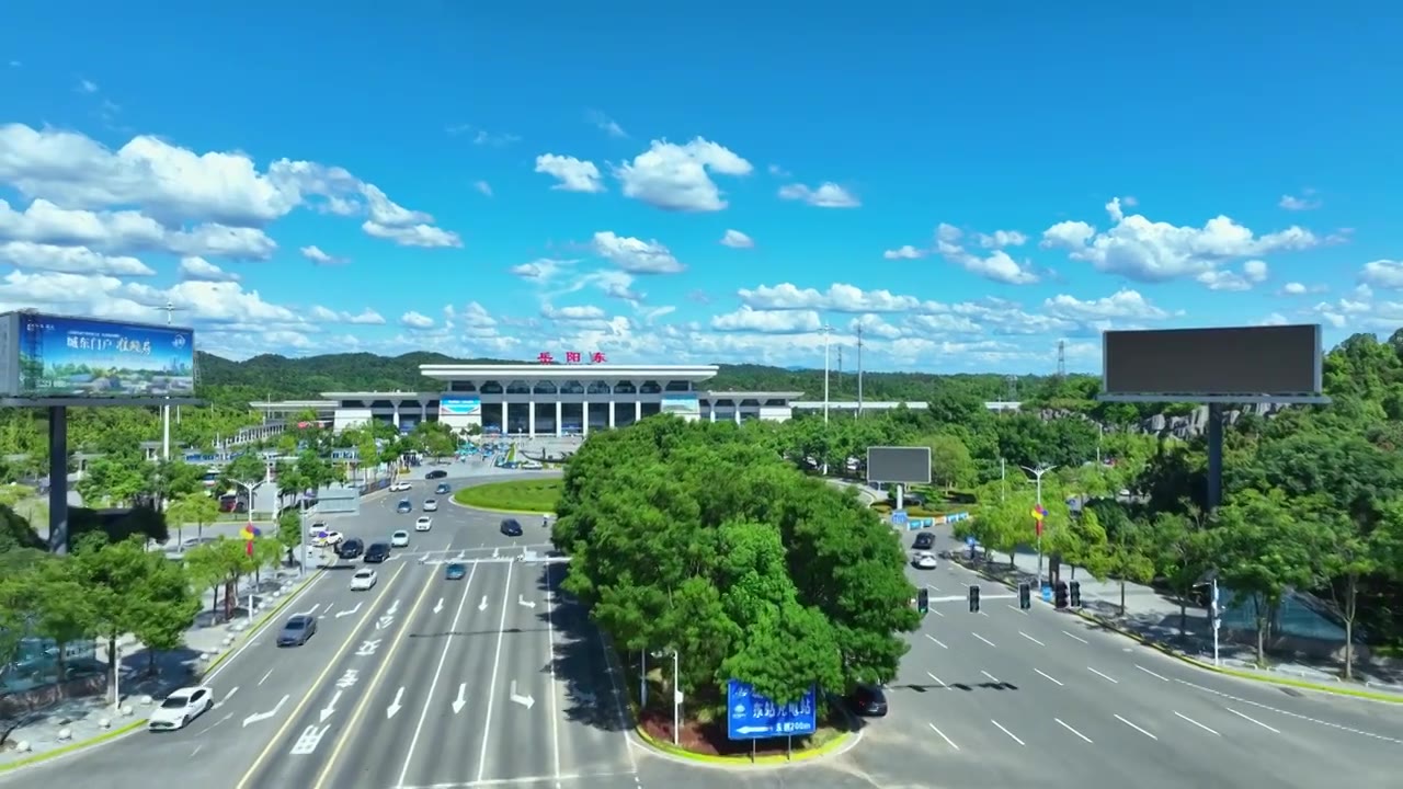 岳阳东高铁站航拍素材视频素材