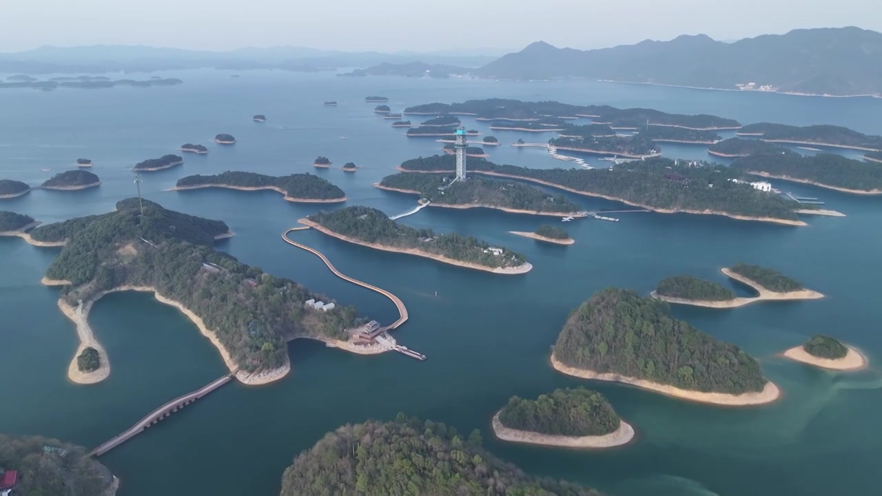 江西九江市庐山西海航拍千岛湖自然风光视频素材