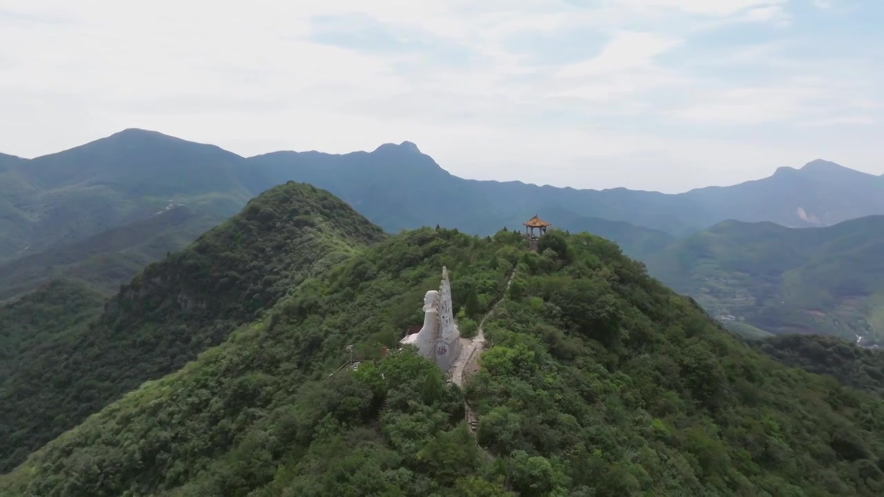 郑州市登封市少林景区嵩山山顶达摩祖师雕像视频下载