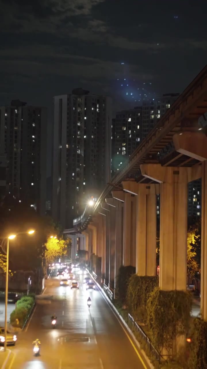 重庆巴南鱼洞夜景轻轨都市风光视频素材