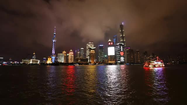 上海陆家嘴浦江夜景视频素材