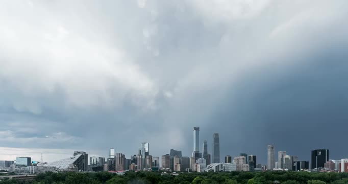 北京CBD地区雨后天际线延时视频视频素材