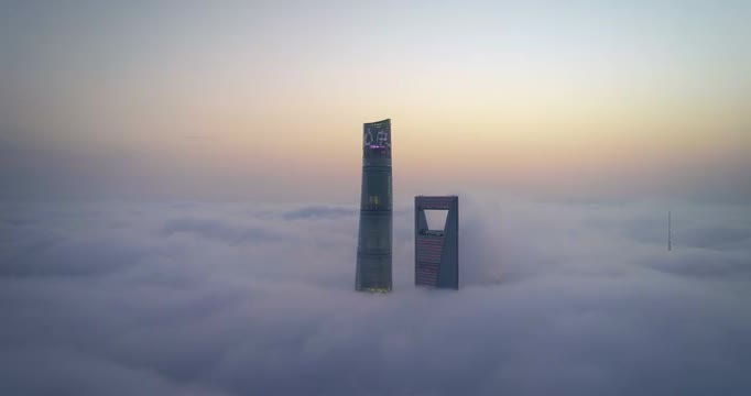 上海陆家嘴平流雾视频素材