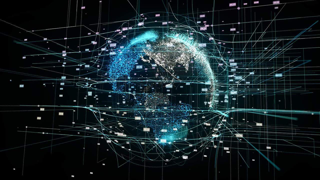 科技地球粒子【透明通道】视频素材画面1