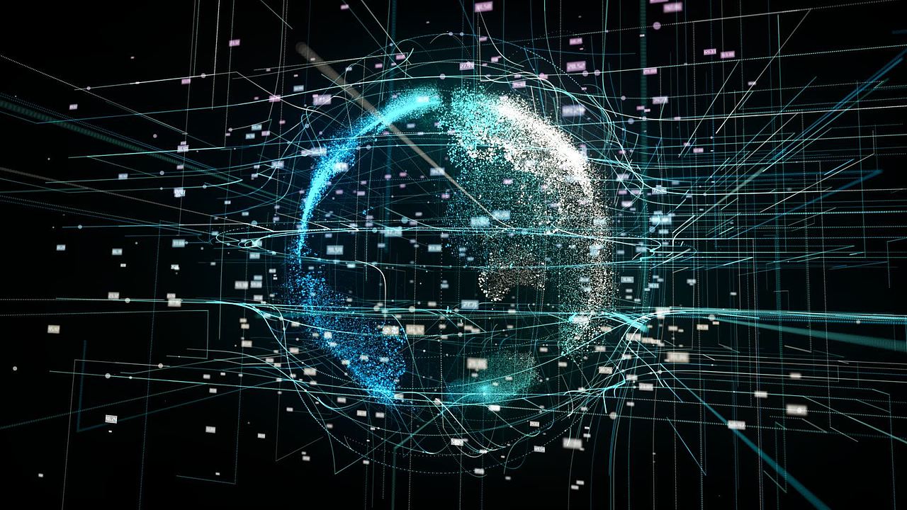 科技地球粒子【透明通道】视频素材画面4