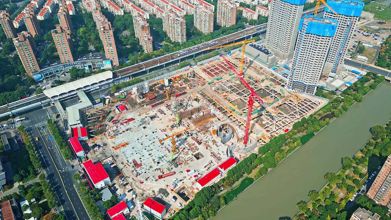上海嘉里中心建设中视频素材画面3
