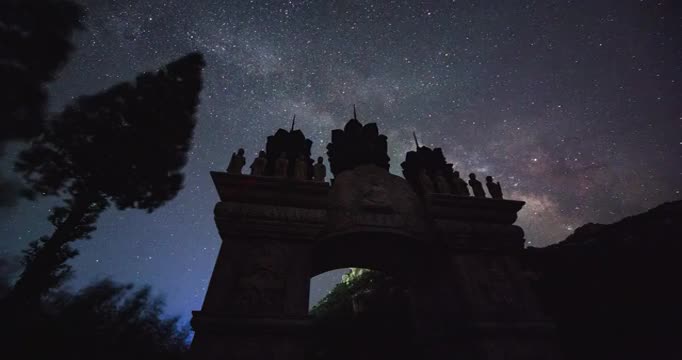 华严寺星空星野延时视频素材