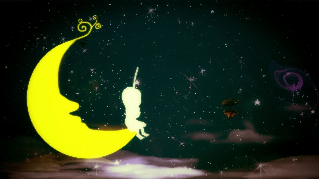 mg唯美浪漫月亮钓鱼logo展示动画片头视频素材画面1