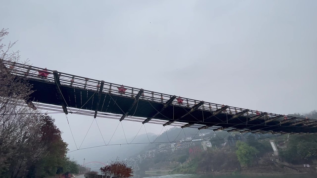 四渡赤水河纪念桥变焦视频素材画面4