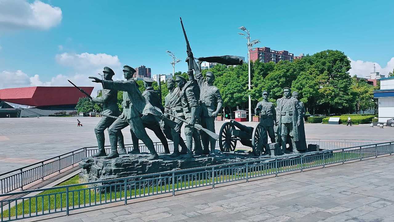 武汉辛亥革命纪念馆航拍视频素材画面2