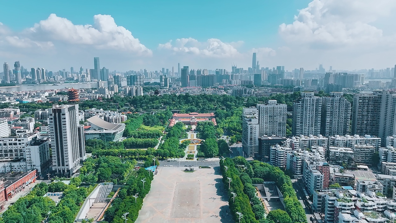 武汉辛亥革命纪念馆航拍视频素材画面4