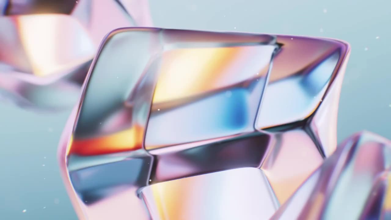 抽象透明玻璃宝石背景三维渲染视频素材画面1