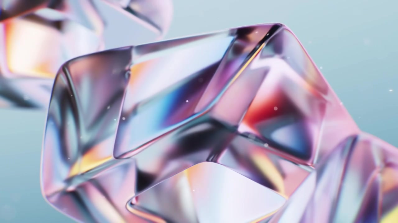 抽象透明玻璃宝石背景三维渲染视频素材画面4