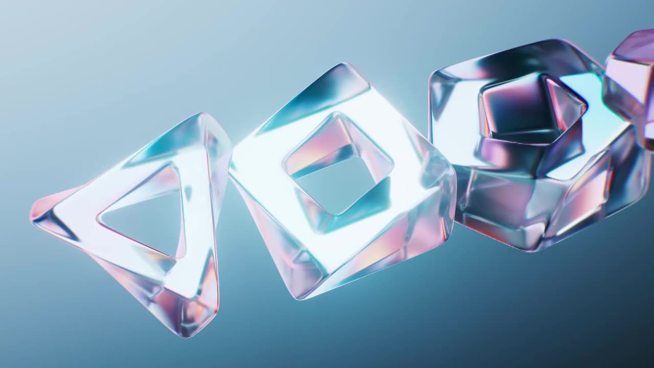 抽象透明玻璃宝石背景三维渲染视频素材画面1
