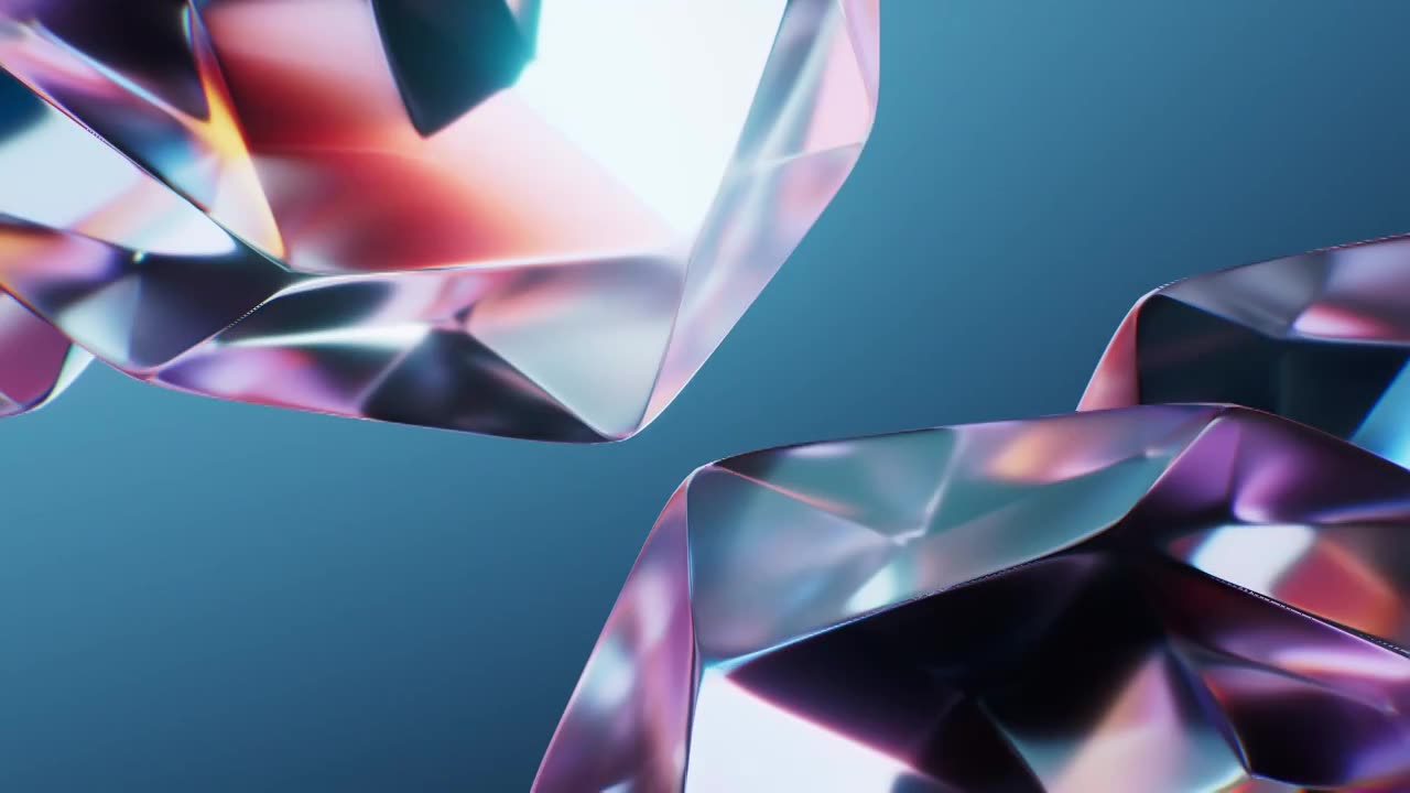 抽象透明玻璃宝石背景三维渲染视频素材画面1