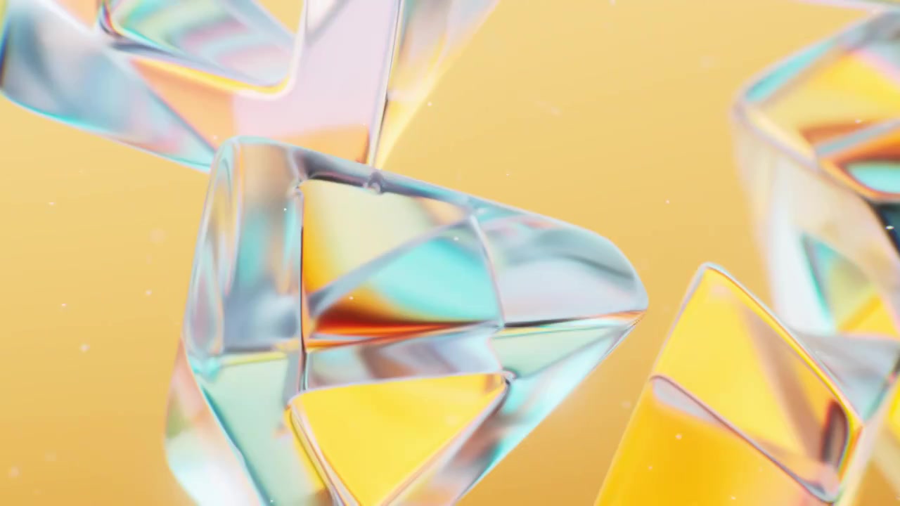 抽象透明玻璃宝石背景三维渲染视频素材画面1