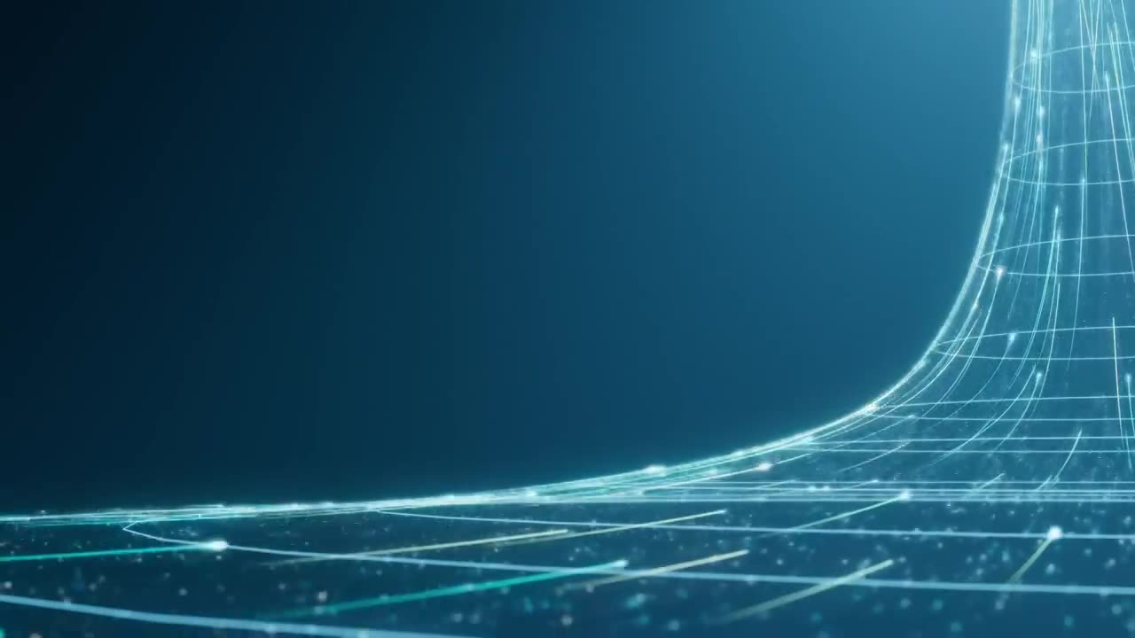 蓝色调3D数字连接数据流动图视频素材画面1