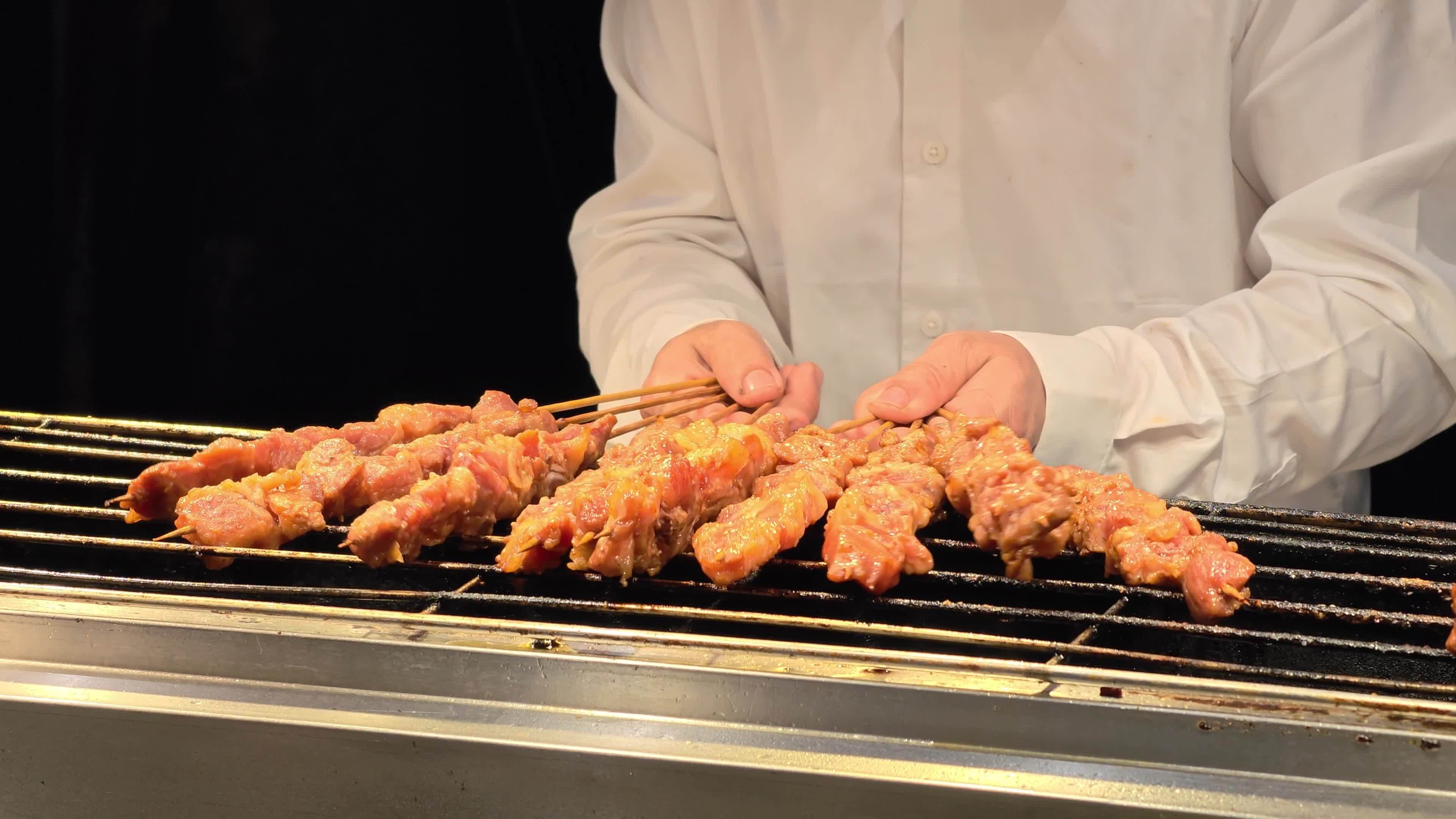 烤肉串诱人美食视频素材画面1