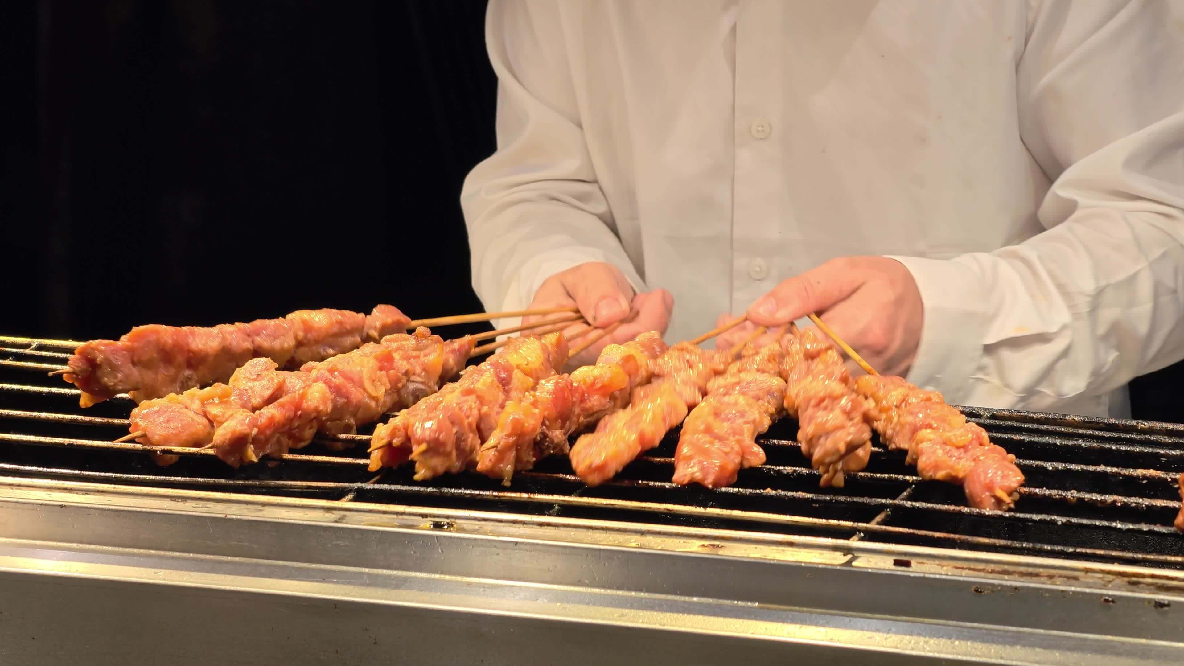 烤肉串诱人美食视频素材画面2
