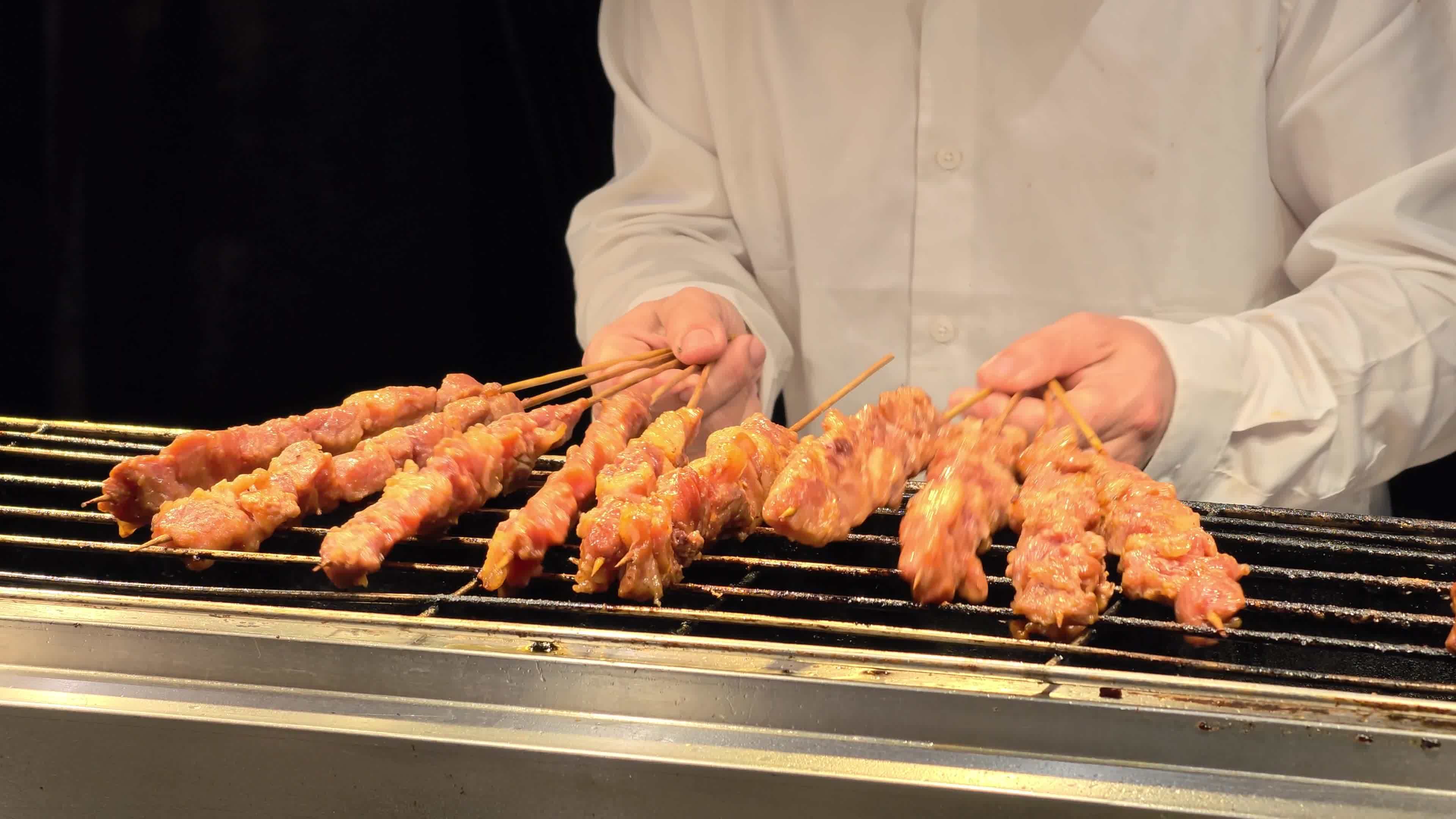 烤肉串诱人美食视频素材画面3