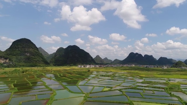 阳光明媚下的田园风光视频素材