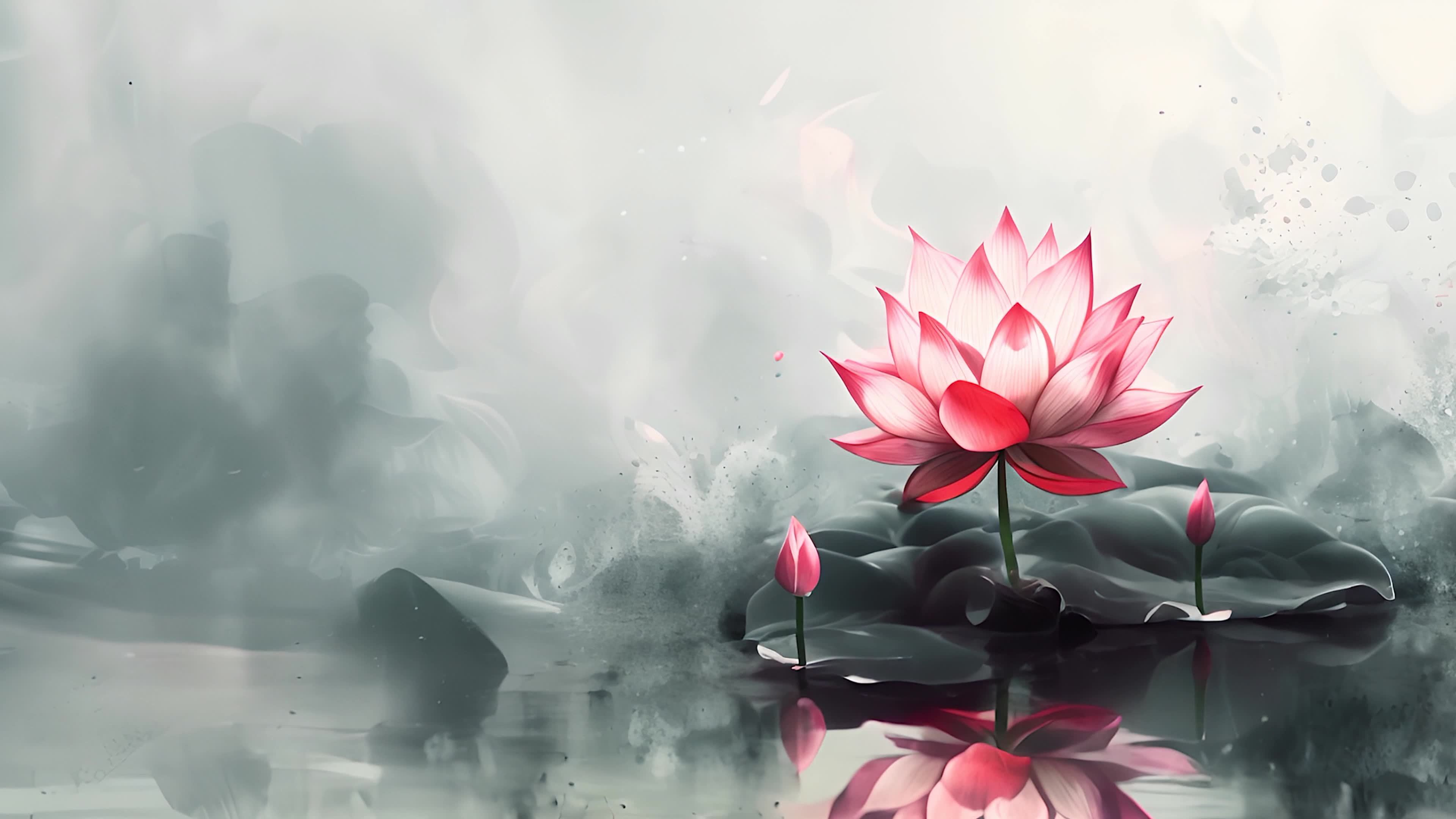 10组中国风水墨画荷花动画背景【合集】视频素材画面1