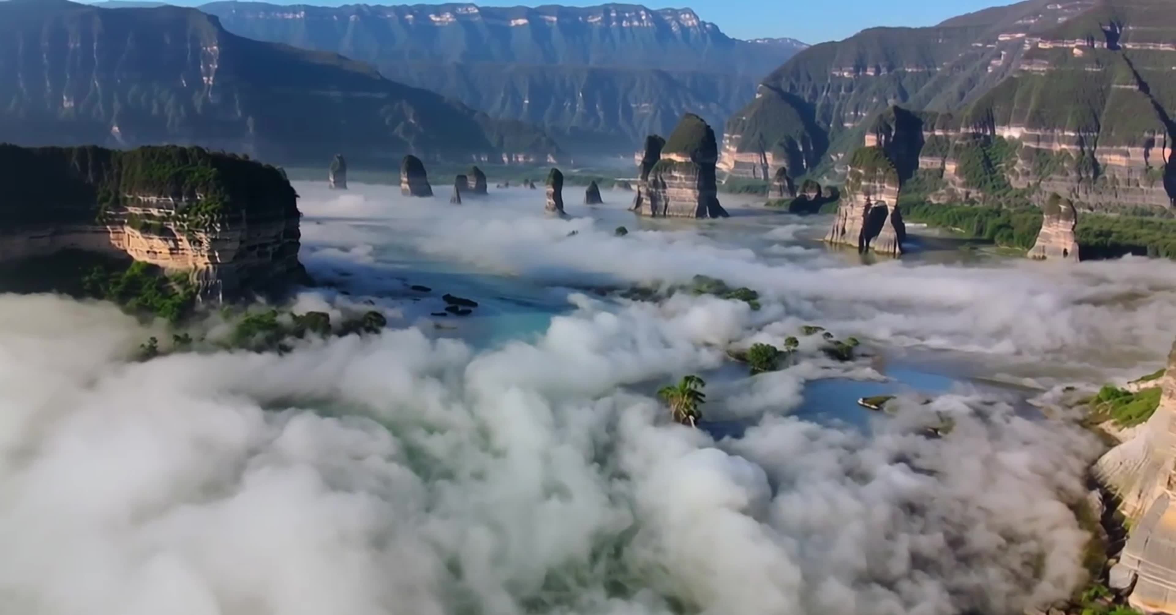 桂林山水漓江风光喀斯特地貌自然风光航拍视频素材画面1