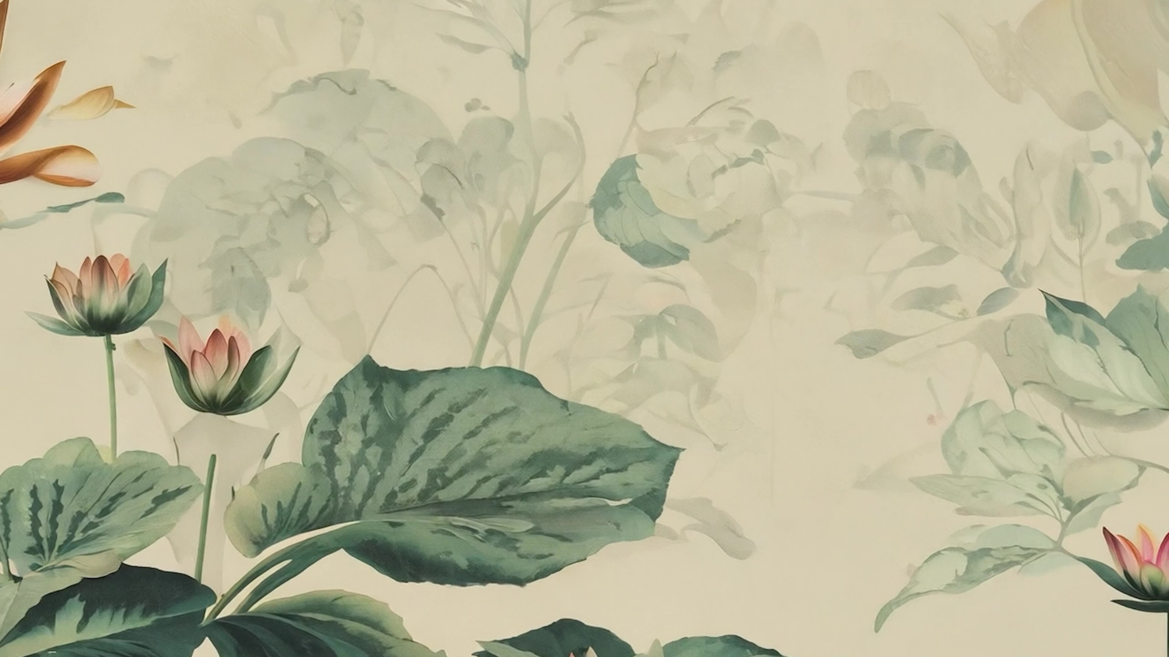 国画荷花视频素材画面2