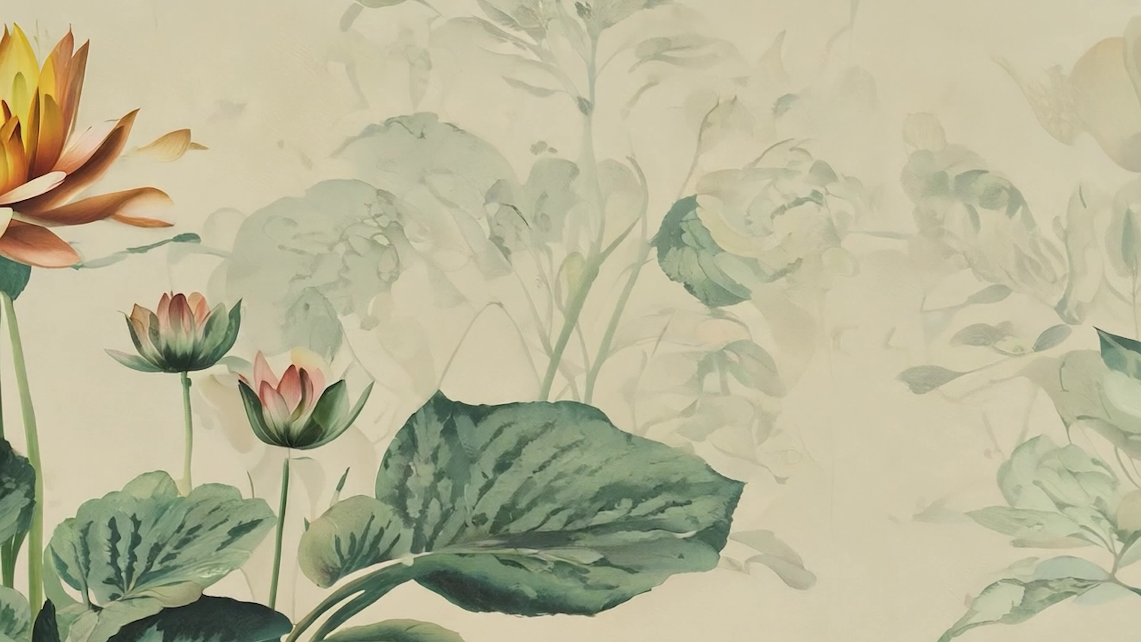 国画荷花视频素材画面3