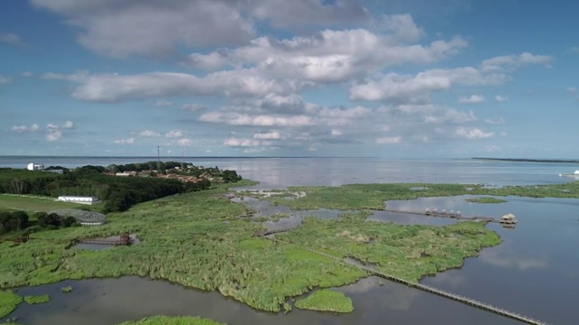 航拍兴凯湖湿地夏季云天视频素材