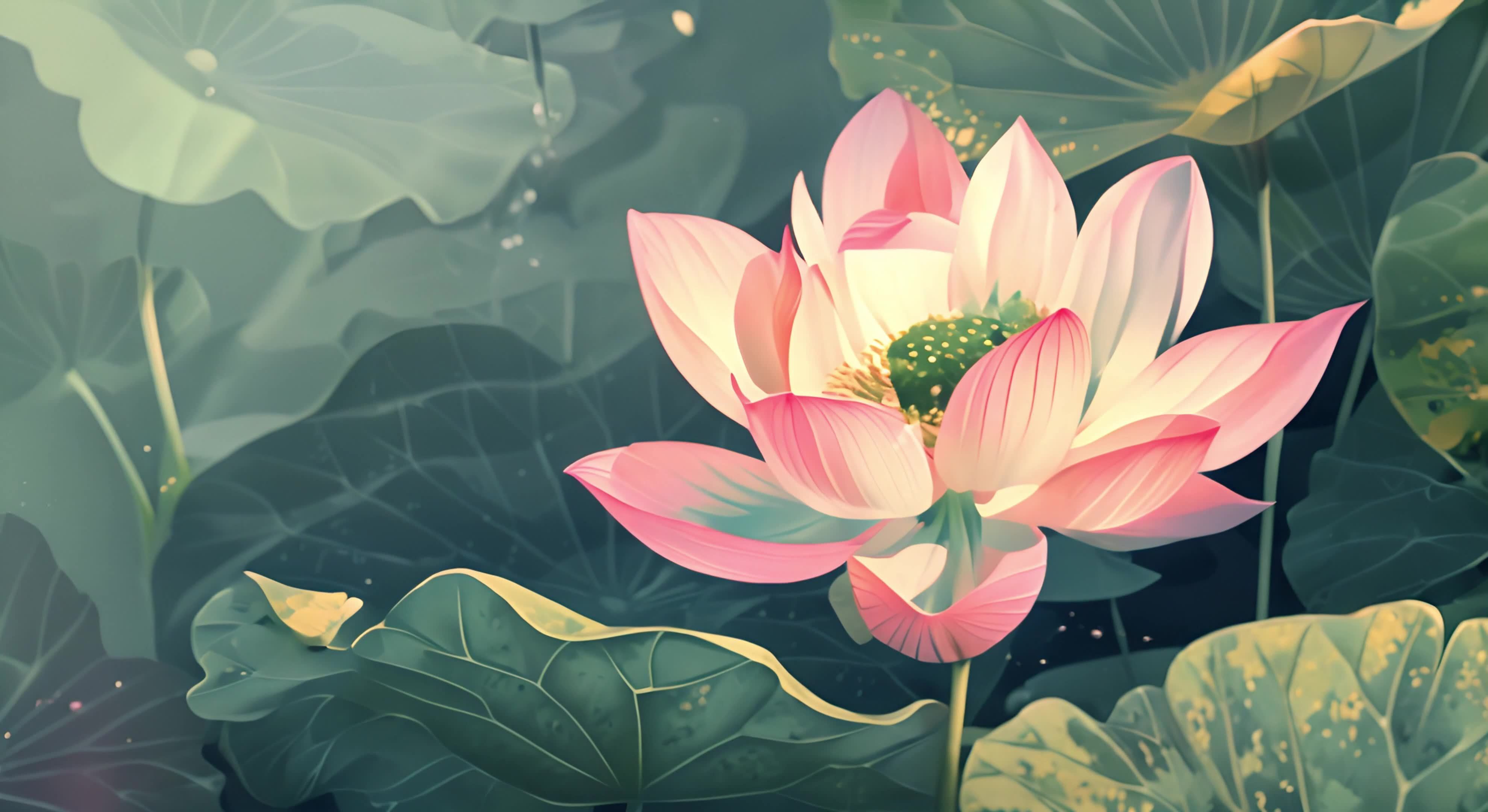 【合集】舞台背景中国水彩国画荷花视频素材画面3