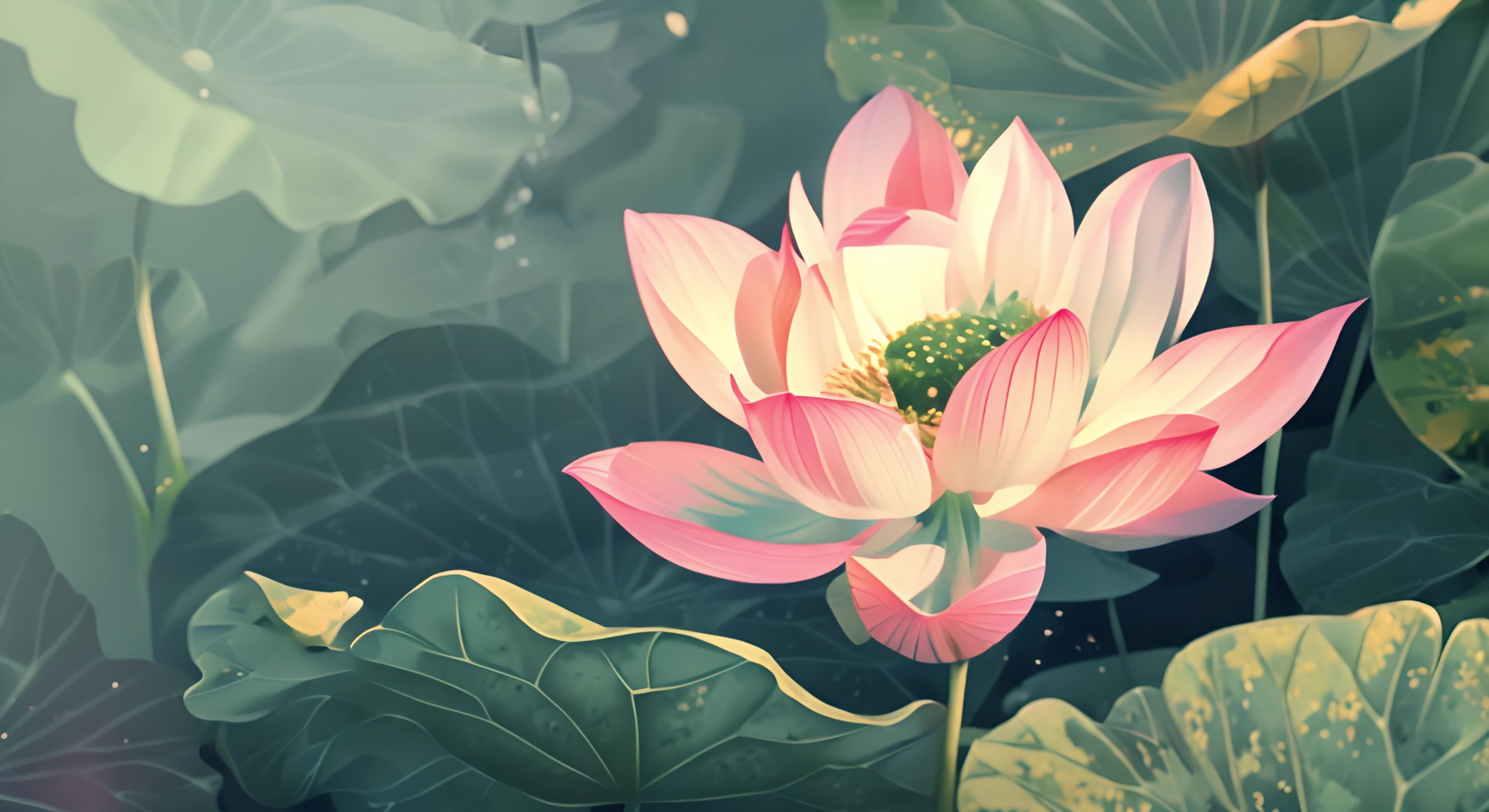 【合集】舞台背景中国水彩国画荷花视频素材画面4