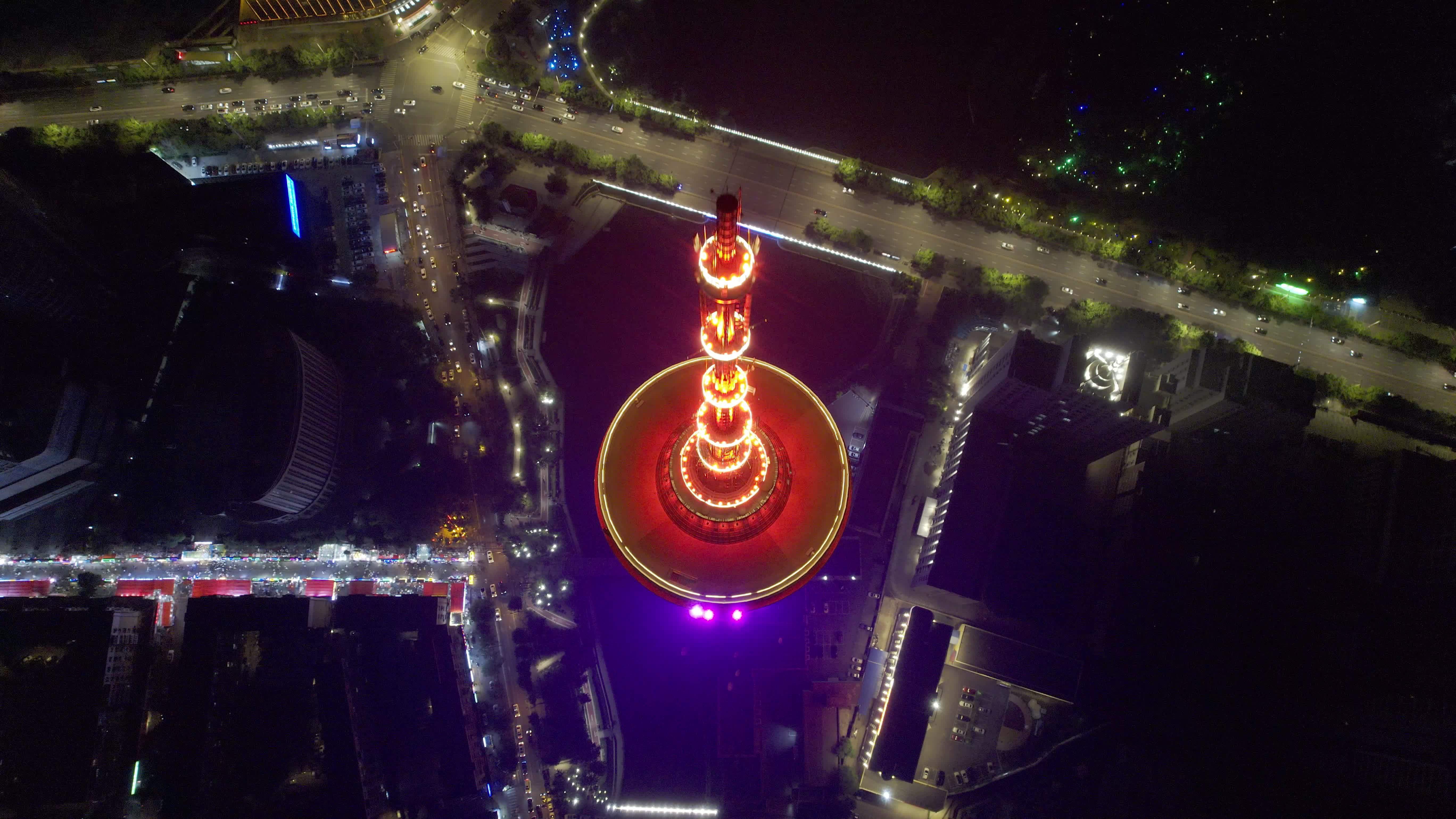 沈阳广播电视塔航拍视频素材画面1