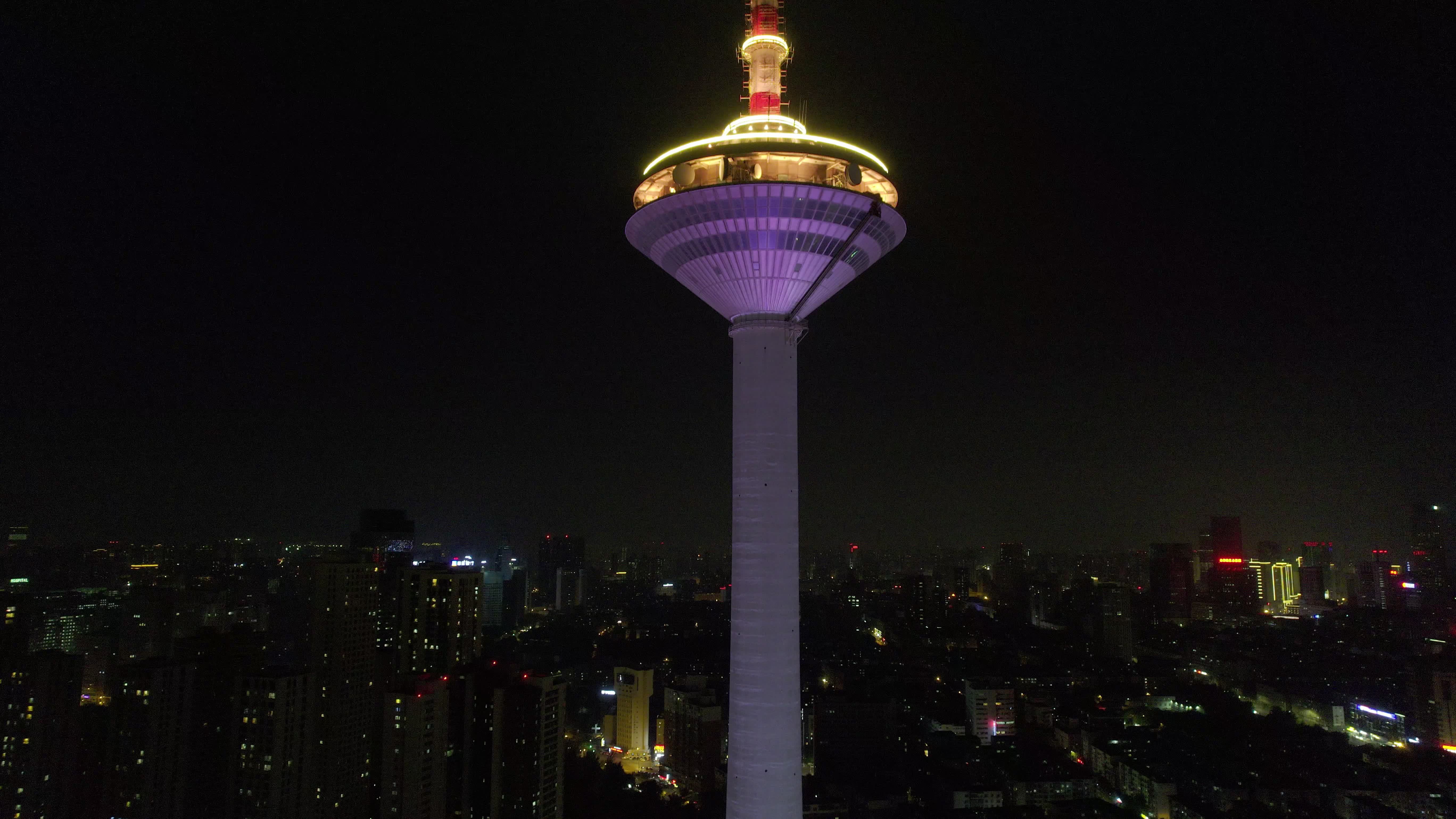5.4K-航拍沈阳电视塔夜景视频素材画面1
