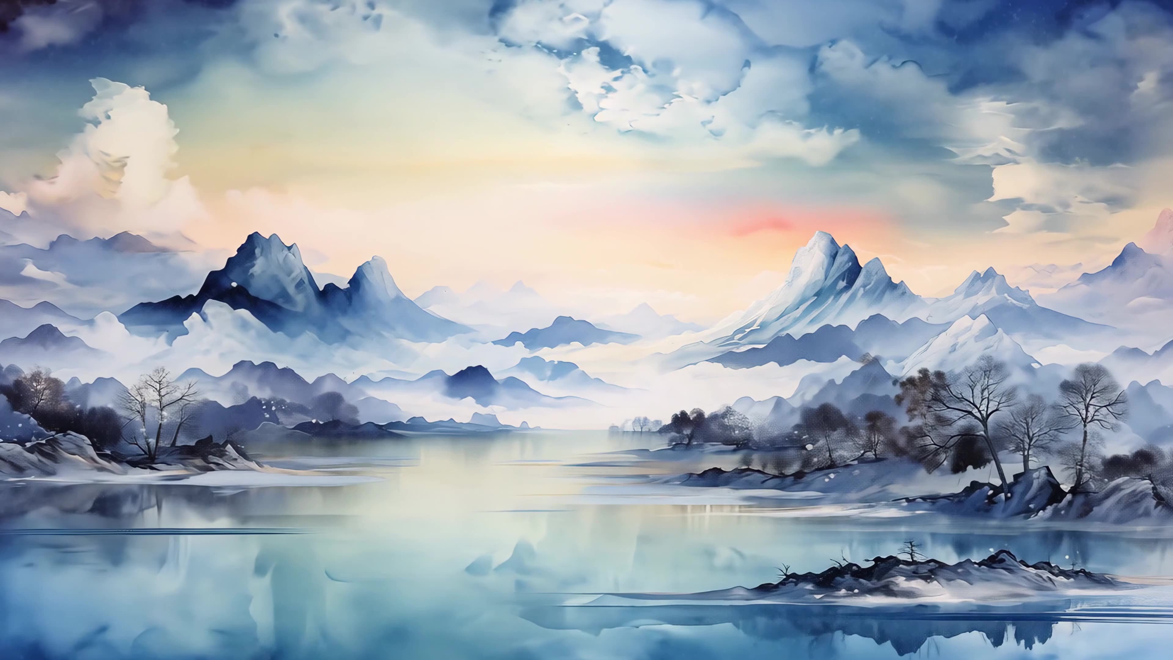 二十四节气四季轮回彩绘水墨风格动画合集视频素材画面2