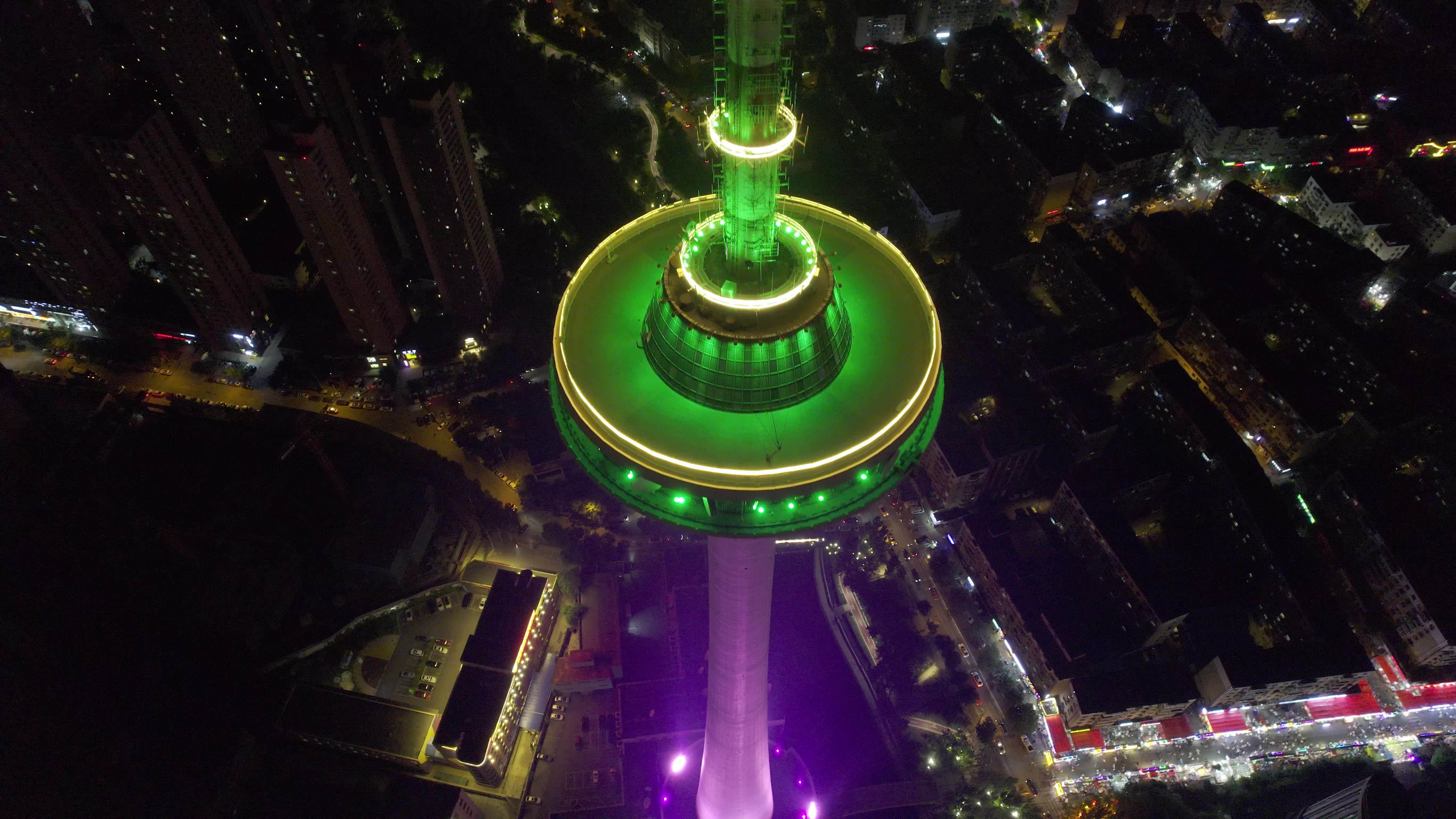 5.4K-航拍辽宁广播电视塔夜景视频素材画面1