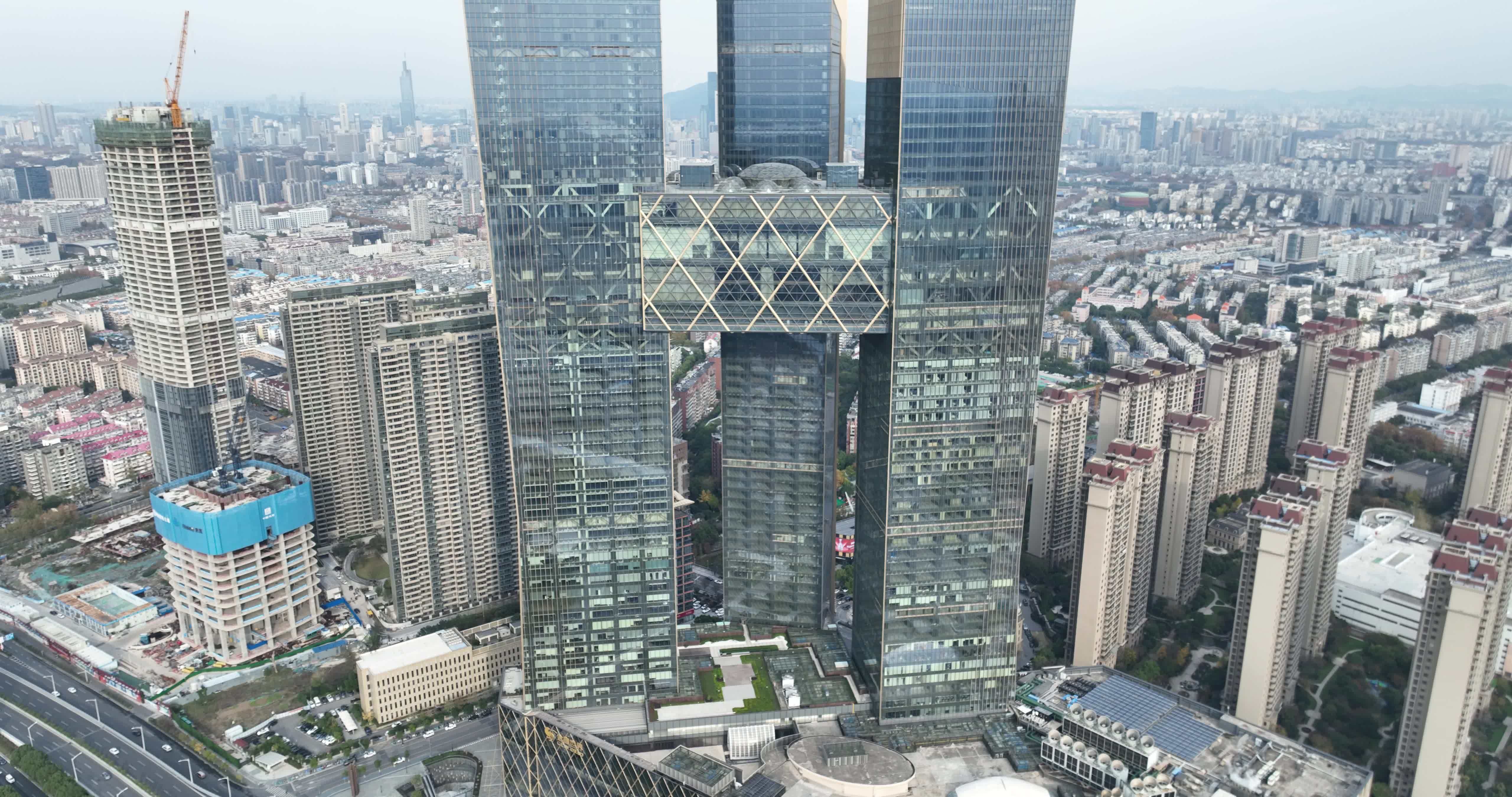 航拍南京金鹰世界视频素材画面1
