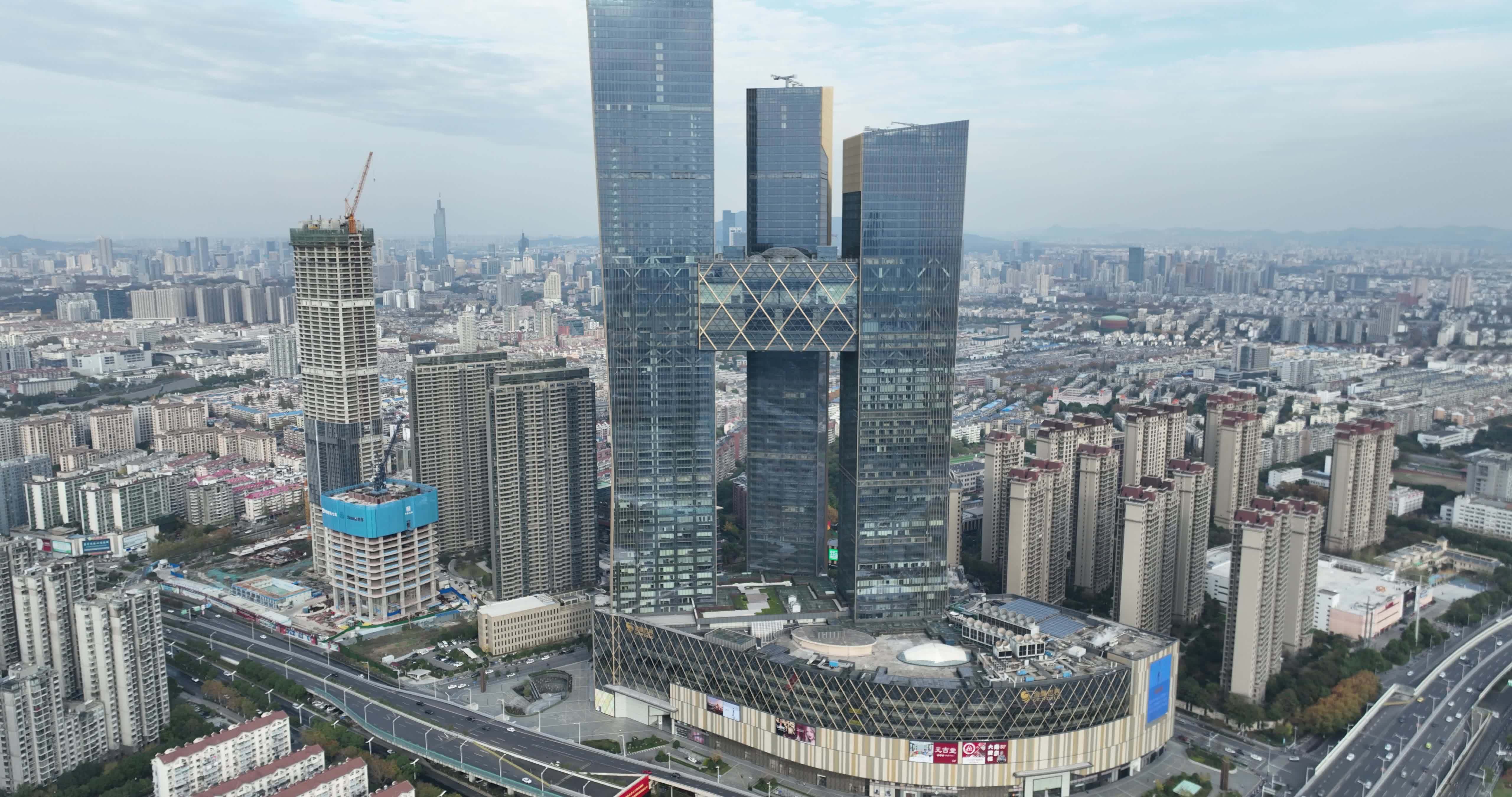 航拍南京金鹰世界视频素材画面2