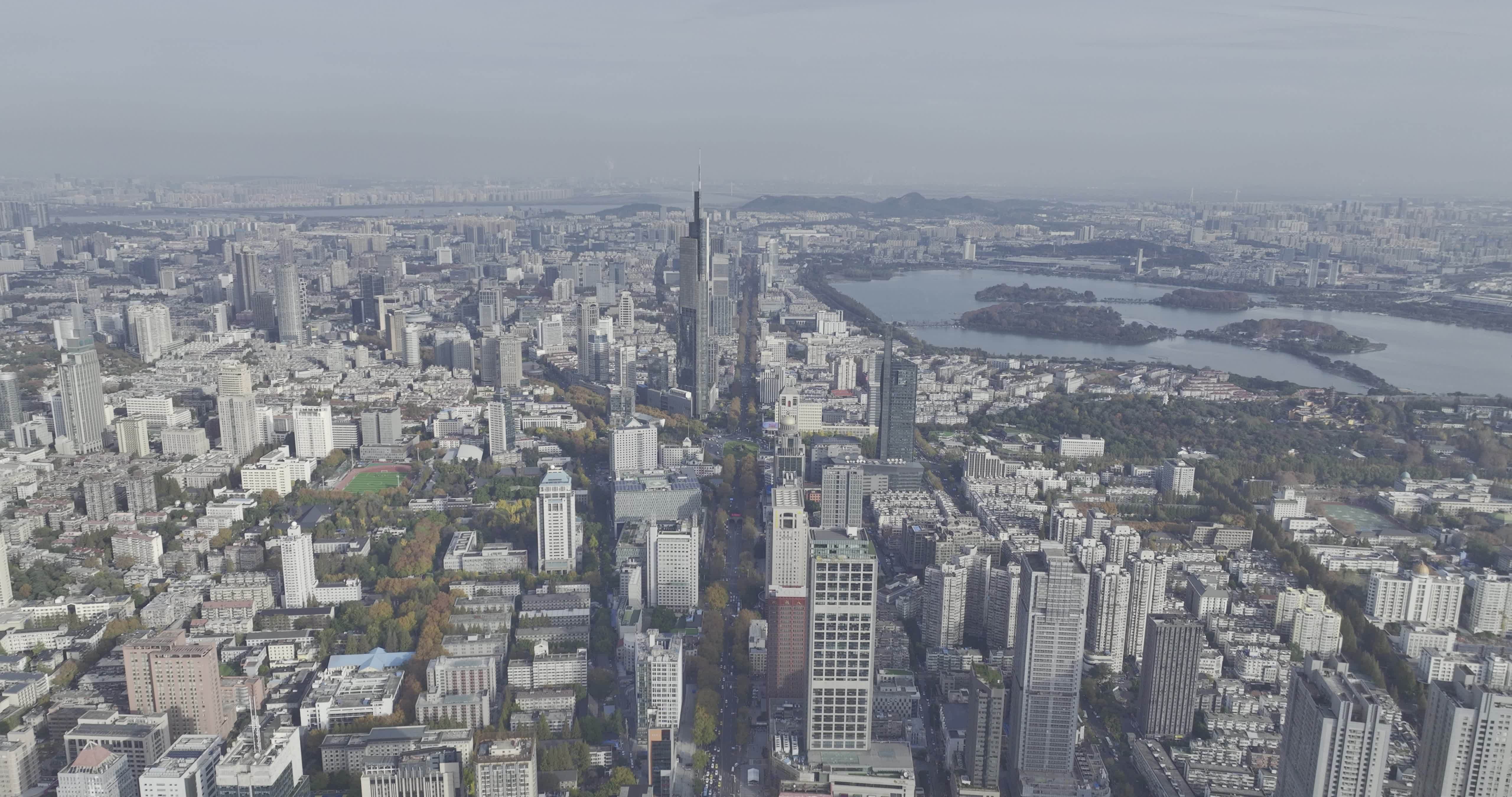 航拍南京紫峰大厦南京城市空镜-HLG视频素材画面4