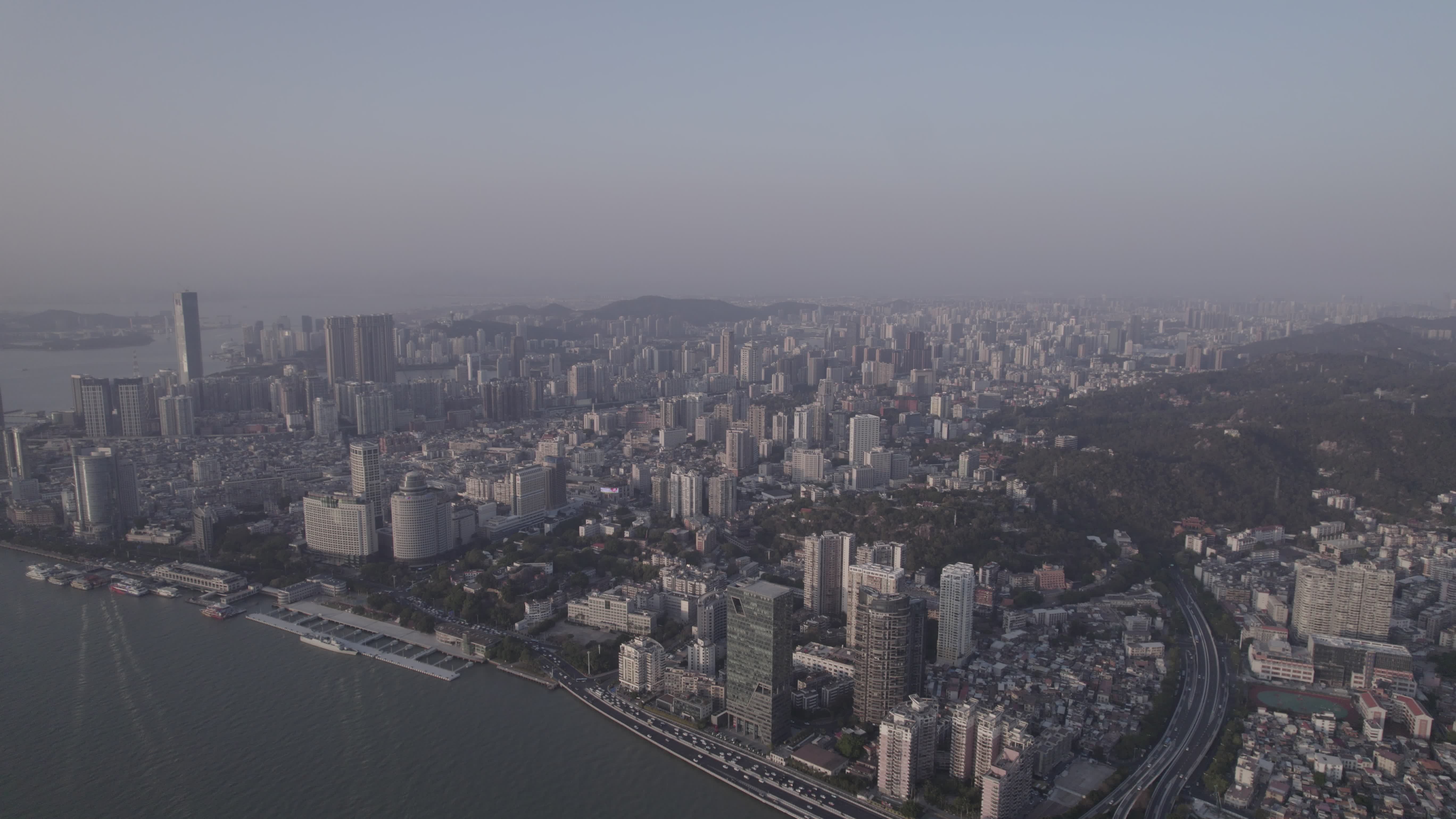 厦门 日落 鹭江道 演武大桥 鹭江道视频素材画面1