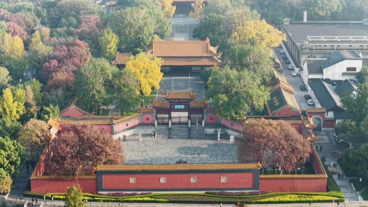 南京朝天宫秋色，江苏南京视频素材画面1