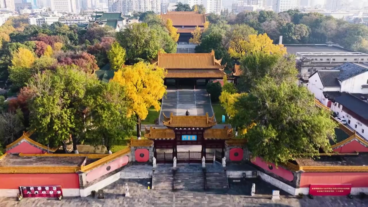 南京朝天宫秋色，江苏南京视频素材画面4