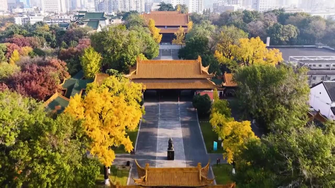 南京朝天宫秋色，江苏南京视频素材画面1