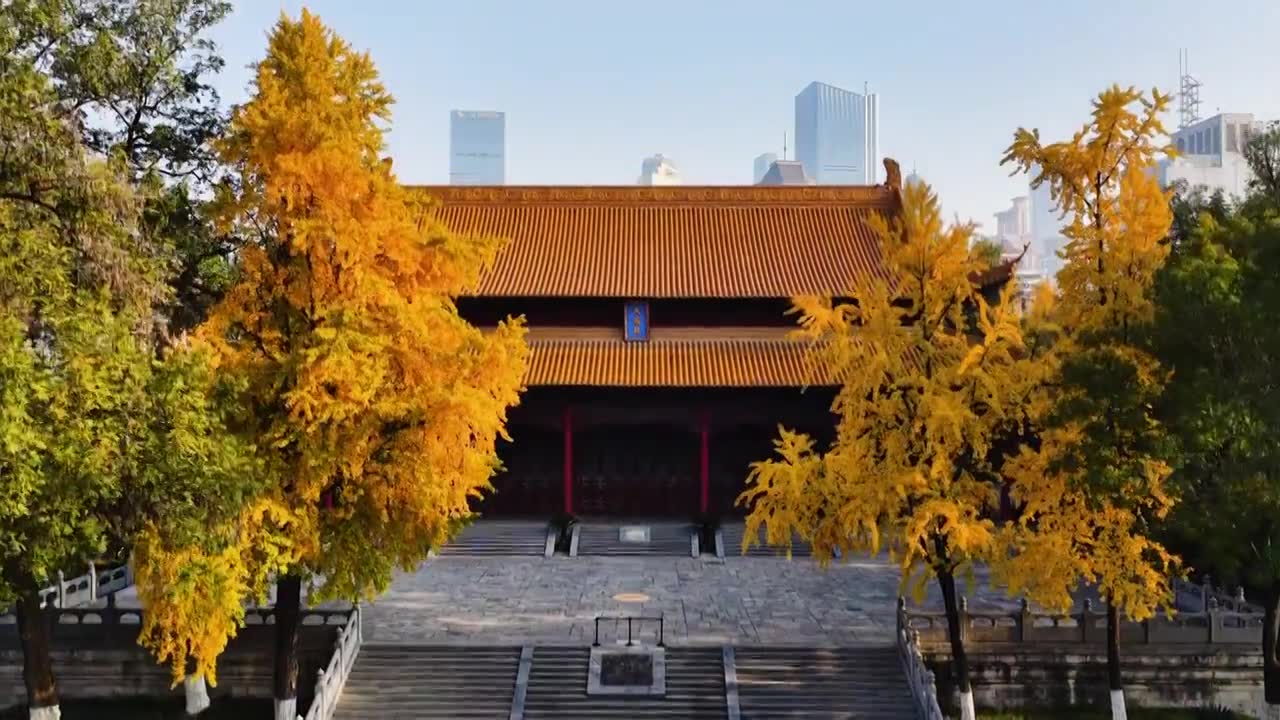 南京朝天宫秋色，江苏南京视频素材画面1
