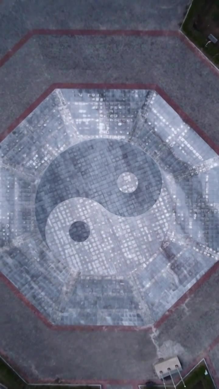 竖屏航拍太极八卦图案视频素材画面1