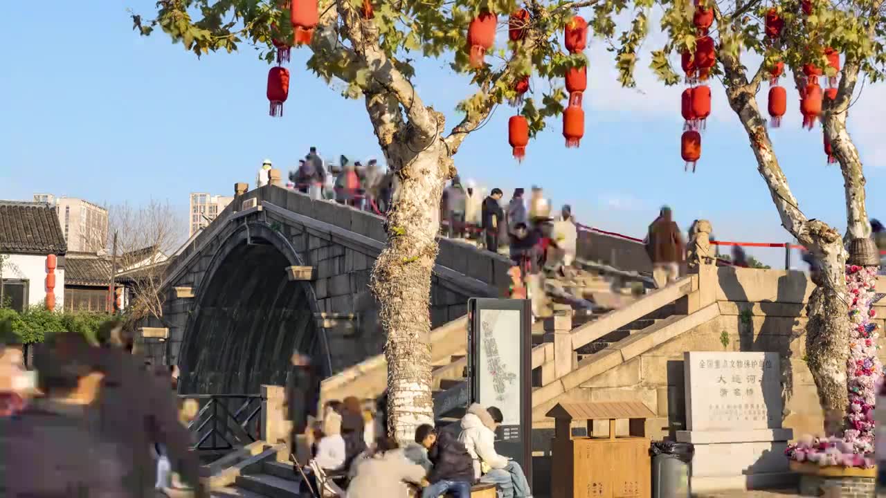 延时-无锡清名桥古运河景区视频素材画面1